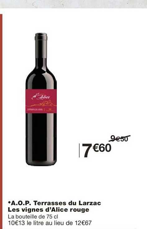 a.o.p. terrasses du larzac les vignes d'alice rouge