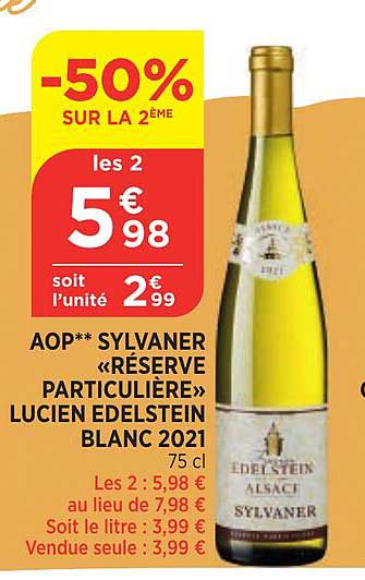 aop sylvaner «réserve particulière» lucien edelstein blanc 2021