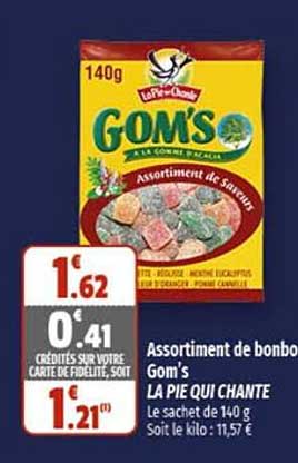 assortiment de bonbon gom's la pie qui chante
