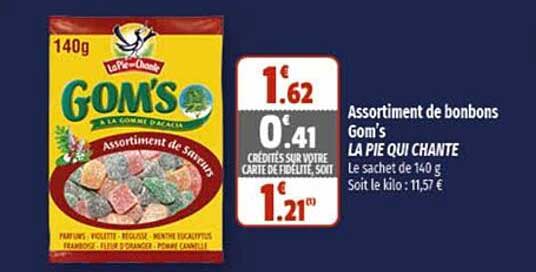 assortiment de bonbons gom's la pie qui chante