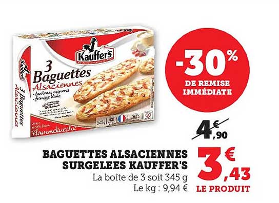 Baguettes Alsaciennes Surgelées Kauffer's