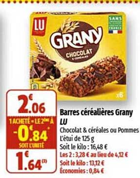 barres céréalières grany lu