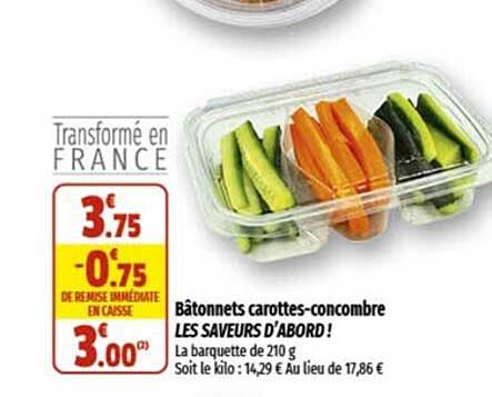 bâtonnets carottes-concombre les saveurs d'abord !