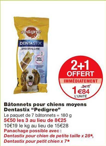 bâtonnets pour chiens moyens dentastix "pedigree"