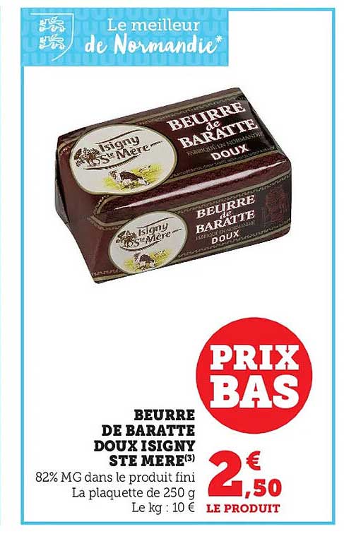 beurre de baratte doux isigny ste mère