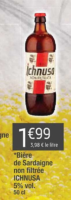 bière de sardaigne non filtrée ichnusa 5% vol.