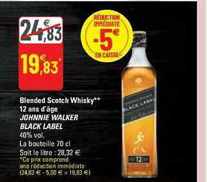 blended scotch whisky 12 ans d'âge johnnie walker black label