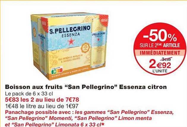 boisson aux fruits "san pellegrino" essenza citron
