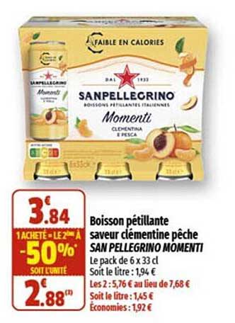 boisson pétillante saveur clémentine pêche san pellegrino momenti