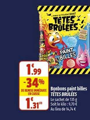 Bonbons Paint Billes Têtes Brulées