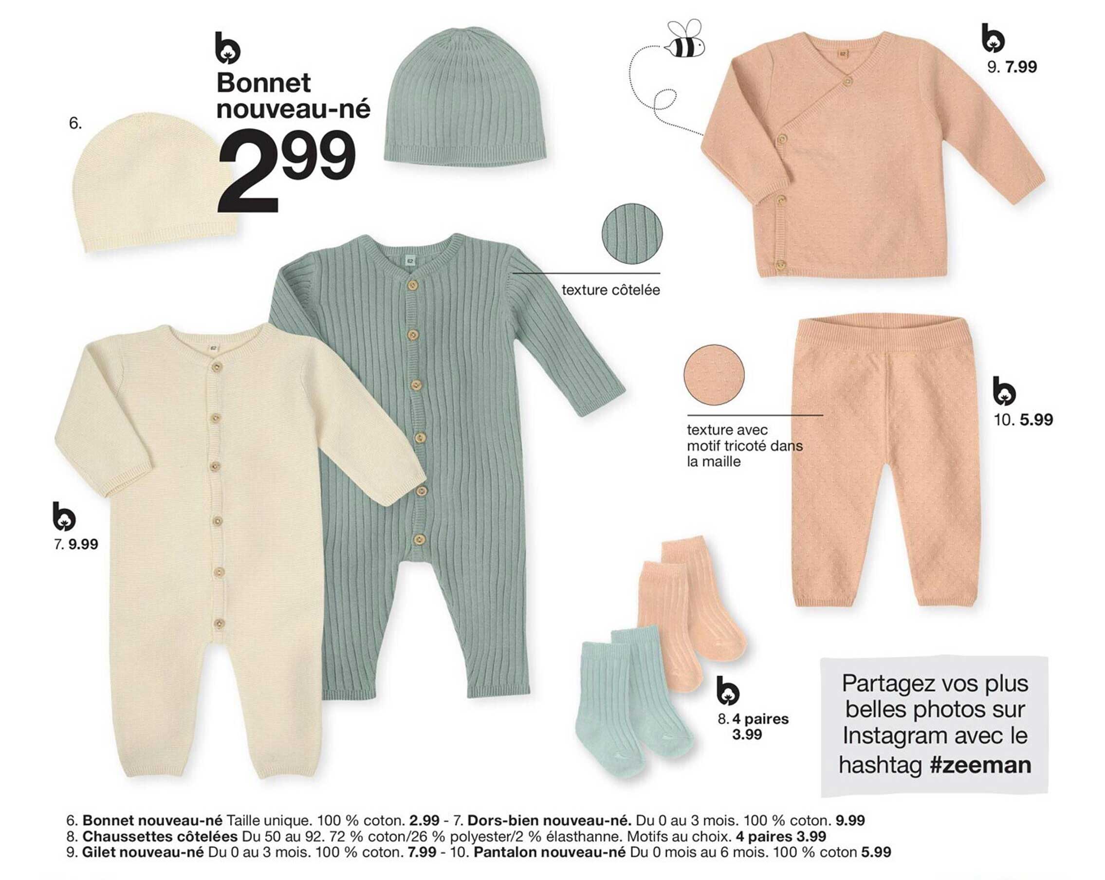 bonnet nouveau-né, dors-bien nouveau-né, chaussettes côtelées, gilet nouveau-né, pantalon nouveau-né