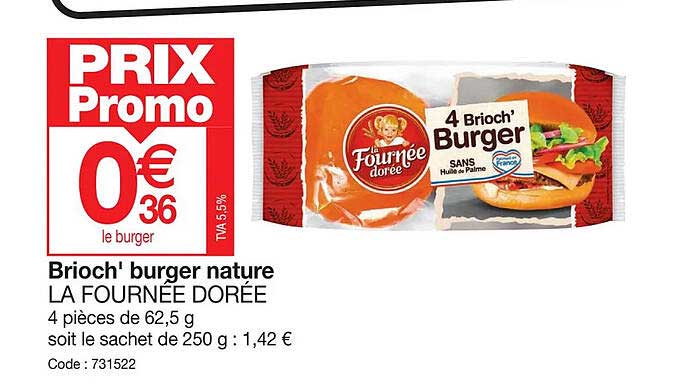 brioch'burger nature la fournée dorée