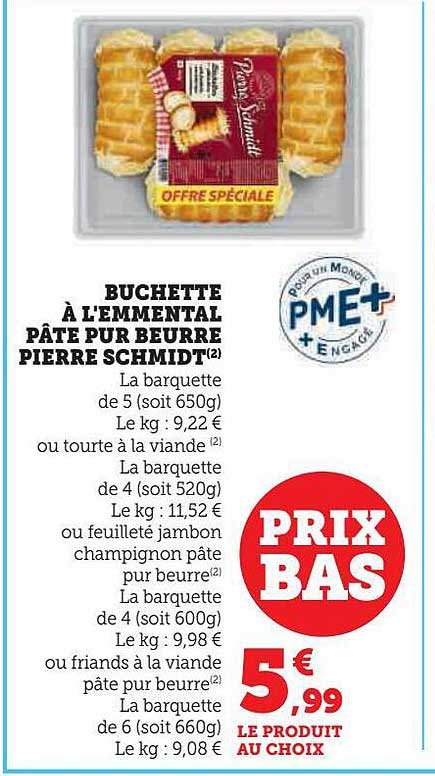 buchette à l'emmental pâte pur beurre pierre schmidt