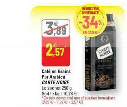 Café En Grains Pur Arabica Carte Noire