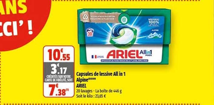 capsules de lessive all in 1 alpine ariel