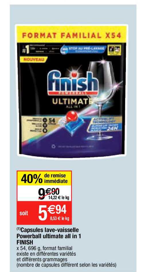 capsules lave-vaisselle powerball ultimate all in 1 finish