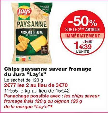 Chips Paysanne Saveur Fromage Du Jura "lay's"