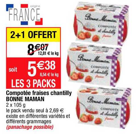 compotée fraises chantilly bonne maman