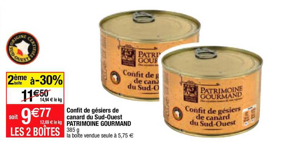 confit de gésiers de canard du sud-ouest patrimoine gourmand