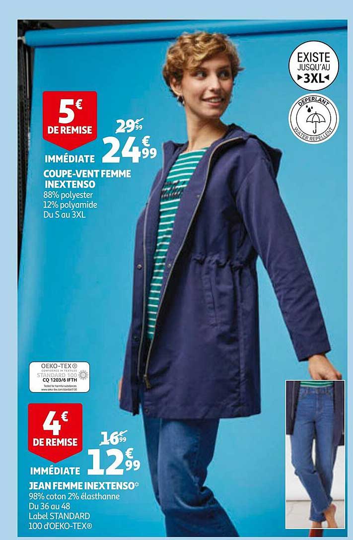 coupe-vent femme inextenso , jean femme inextenso