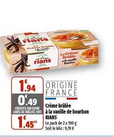 crème brûlée à la vanille de bourbon rians