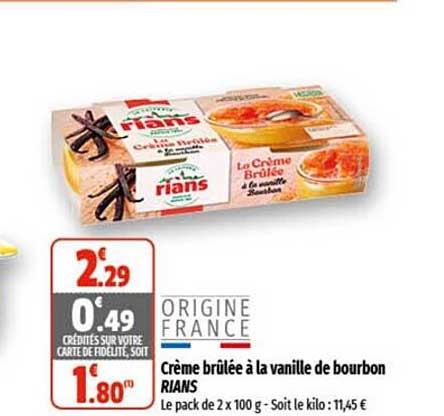 Crème Brûlée à La Vanille De Bourbon Rians