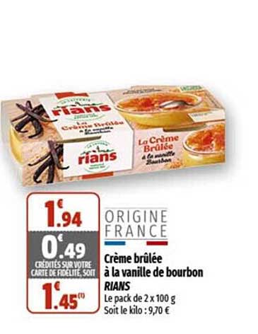 crème brûlée à la vanille de bourbon rians