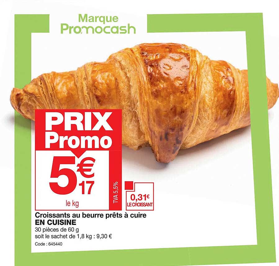 croissants au beurre prêts à cuire en cuisine