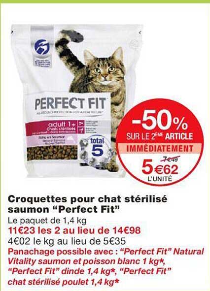 Croquettes Pour Chat Stérilisé Saumon "perfect Fit"