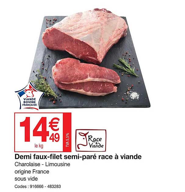 demi faux-filet semi-paré race à viande
