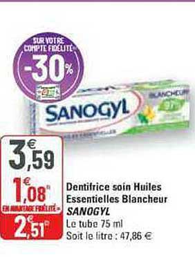 dentifrice soin huiles essentielles blancheur sanogyl