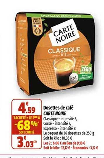 Dosettes De Café Carte Noire