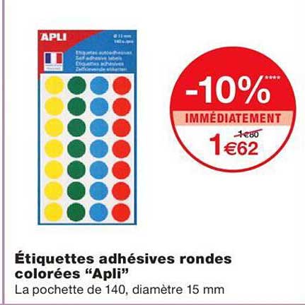 étiquettes Adhésives Rondes Colorées "apli"