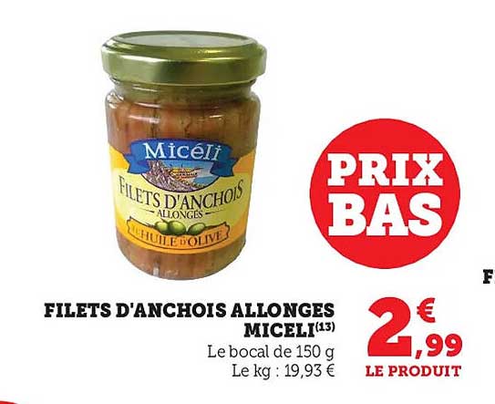 filets d'anchois allongés miceli