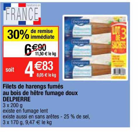 filets de harengs fumés au bois de hêtre fumage doux delpierre