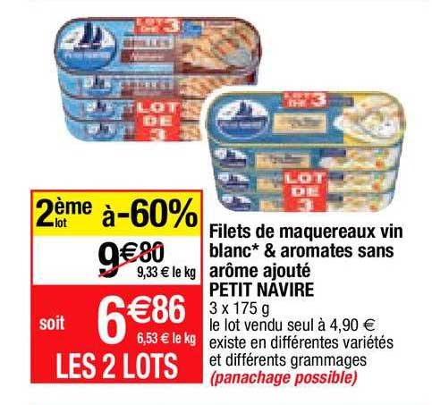 filets de maquereaux vin blanc & aromates sans arôme ajouté petit navire