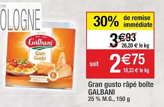 gran gusto râpé boîte galbani