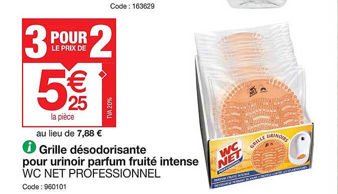 grille désodorisante pour urinoir parfum fruité intense wc net professionnel