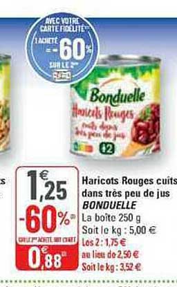 haricots rouges cuits dans très peu de jus bonduelle