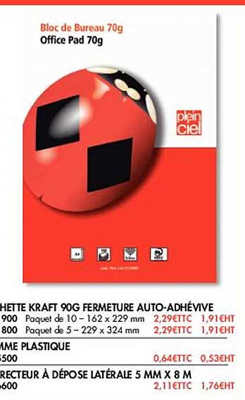 hette kraft 90 g fermeture auto-adhésive