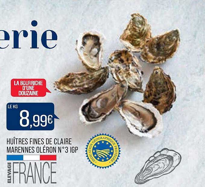 huîtres fines de claire marennes oléron n°3 igp