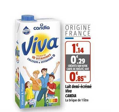lait demi-écrémé viva candia