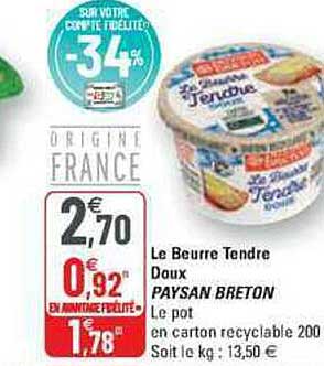le beurre tendre doux paysan breton
