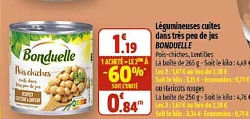 légumineuses cuites dans très peu de jus bonduelle