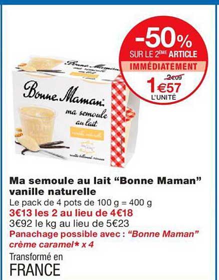 ma semoule au lait "bonne maman" vanille naturelle