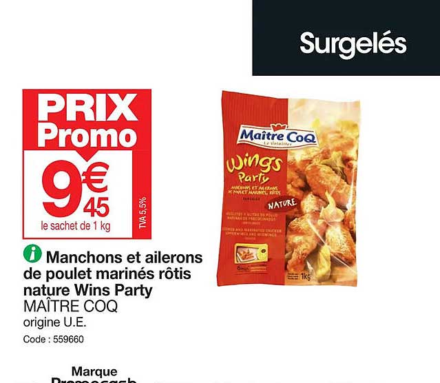 manchons et ailerons de poulet marinés rôtis nature wins party maître coq