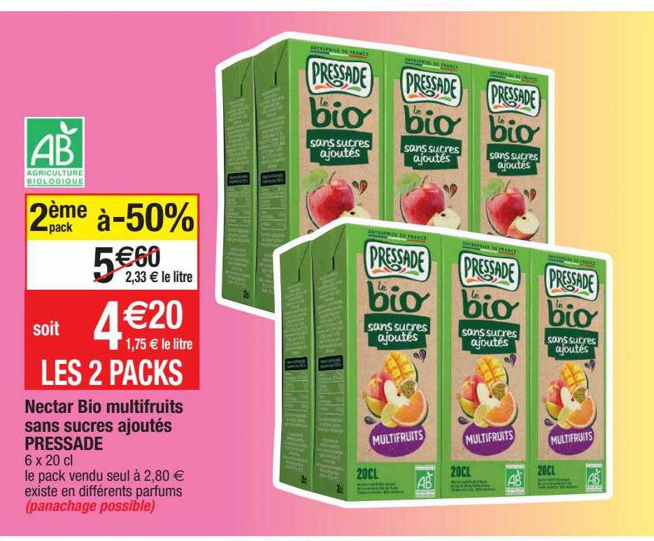 nectar bio multifruits sans sucres ajouté pressade