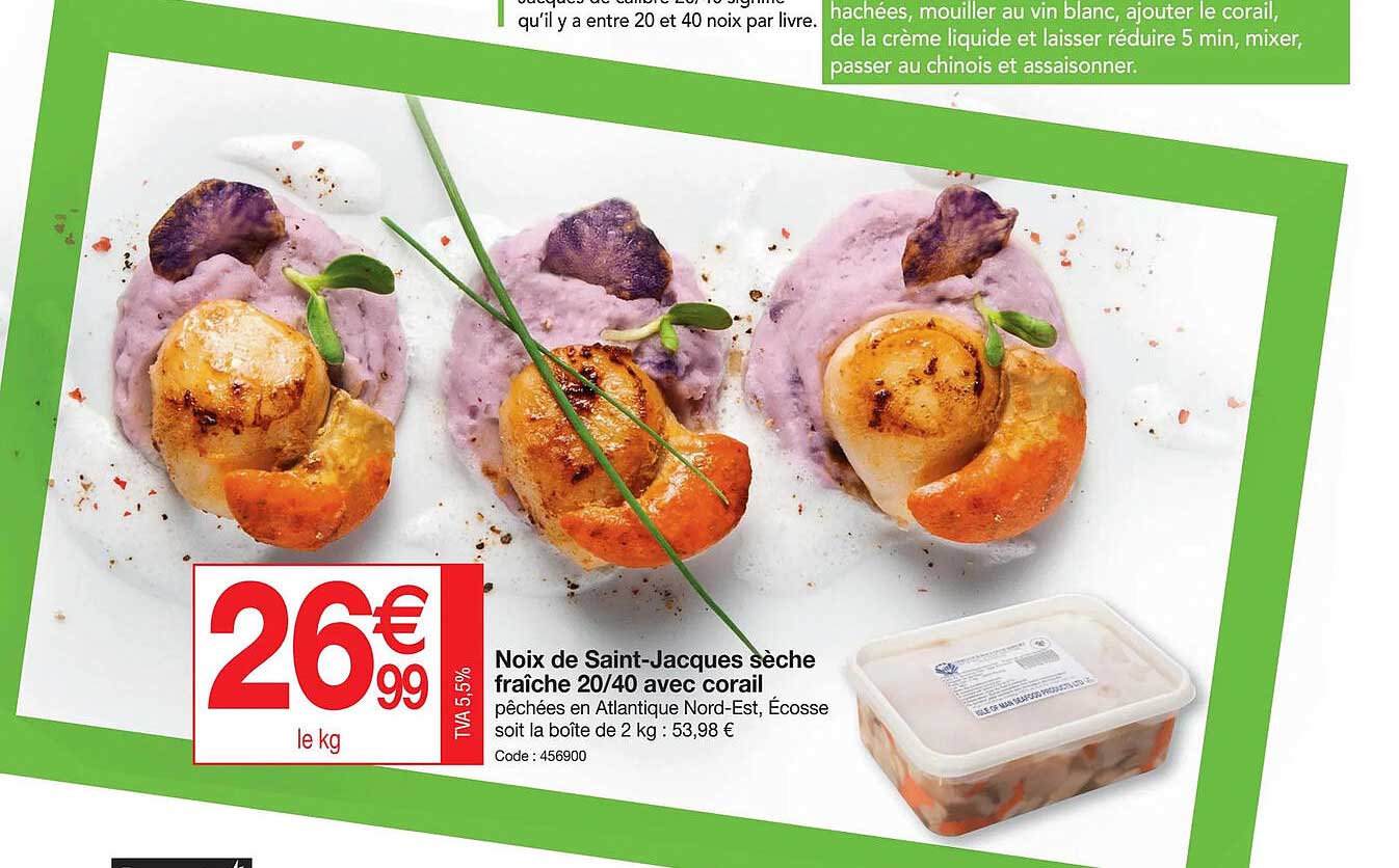 noix de saint-jacques sèche fraîche 20 40 avec corail