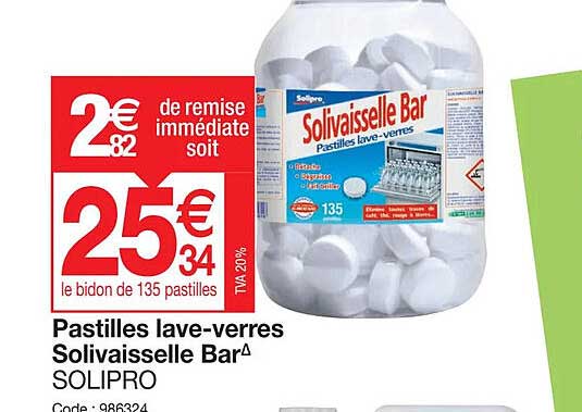 pastilles lave-verres solivaisselle bar solipro