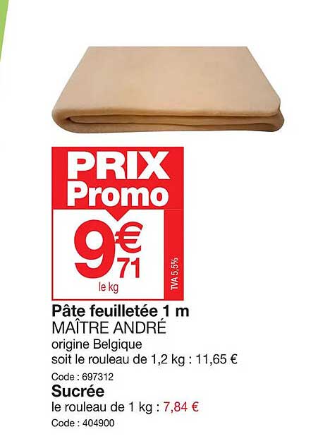 pâte feuilletée 1 m maître andré